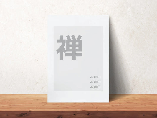 Typography art titled ‘Zen’, perfect for home décor or gifts.